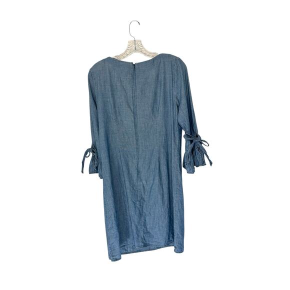 J.Crew Dress Blue Basic Lightweight V-Neck Chambray Ruffle Tie Sleeve Size 6 - Picture 8 of 12